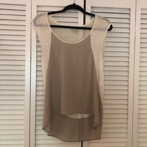 American Eagle White and Tan Blouse